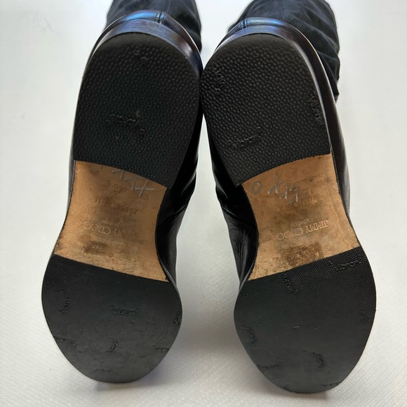 Jimmy Choo Suede and Vachetta Leather Boots Black Size 40 EUC - Picture 11 of 16